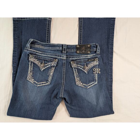 Miss Me Easy Boot Jeans 29 Embellished Flap Pocket Bling JE5759ER Actual 31x30 - Picture 1 of 10